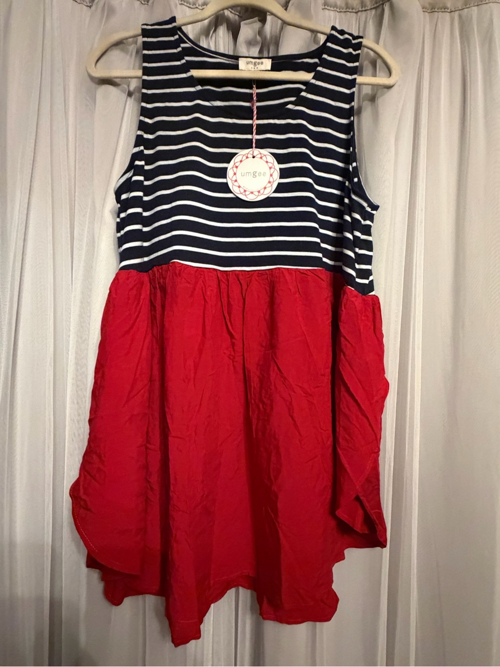 Umgee Navy & Red Striped Tank Dress